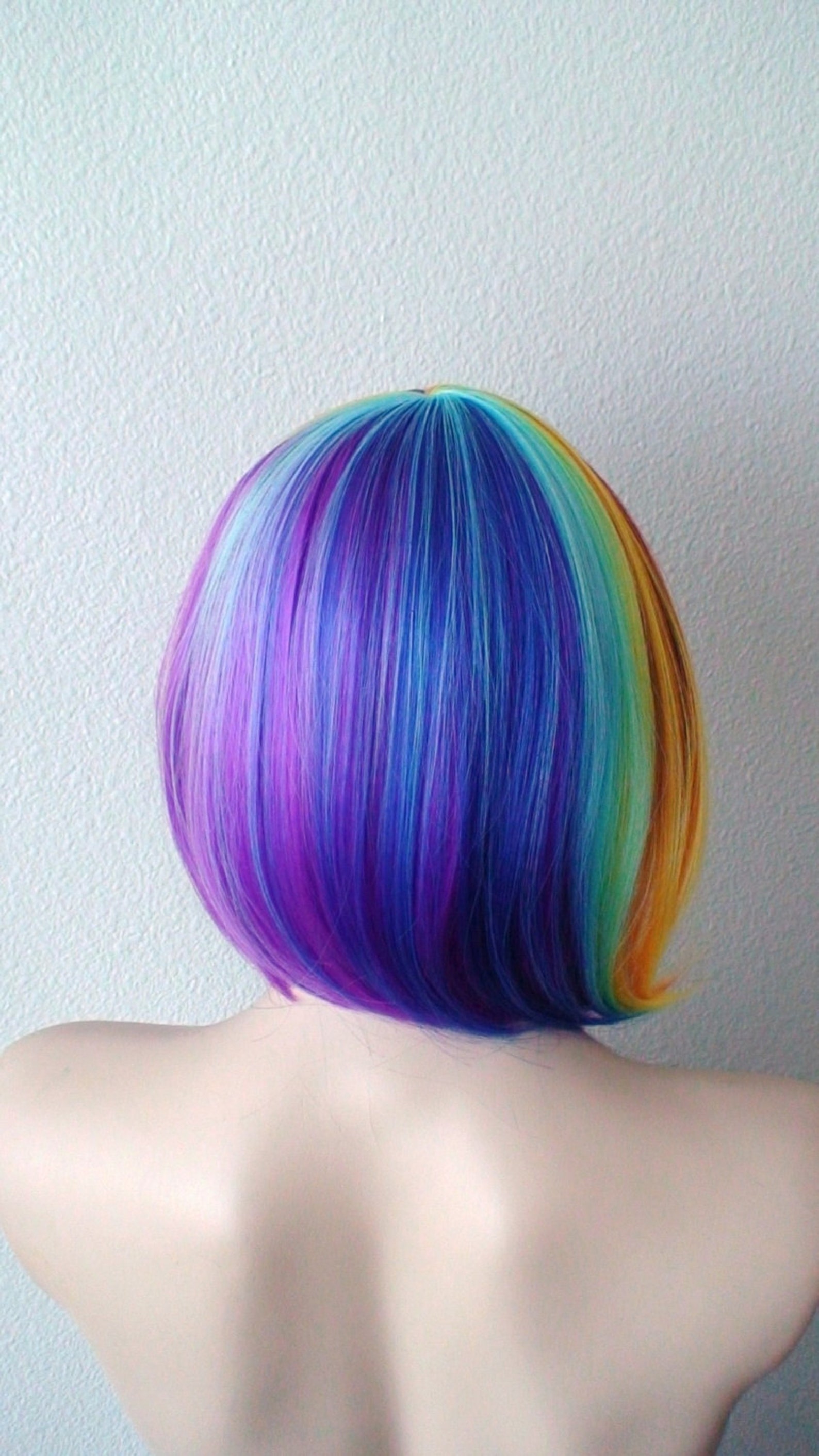 Rainbow wig. Short rainbow Cosplay wig. Rainbow hair short. Etsy