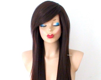 Scene wig. Chocolate Brown/Auburn Ombré wig. Emo wig. Heat friendly synthetic hair wig.