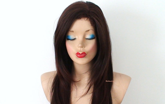 Auburn Wig Warm Brown Straight Hair With Soft Layers And Long Etsy