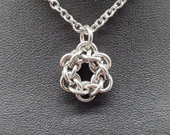 Chainmaille Necklace, Handmade JPL pendant, Stainless steel