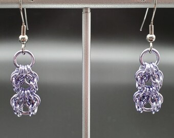 Dangly Earrings, Lavender Chainmaille Earrings, Megara Earrings