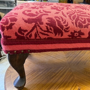 Vintage Needlepoint Floral Ottoman/Footstool