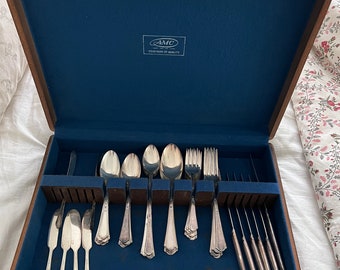 Vintage Valencia Silverpläterad 36-delad set för 6 gafflar, knivar och skedar