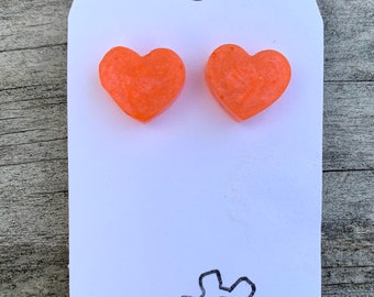 Pendientes Orange Heart Stud
