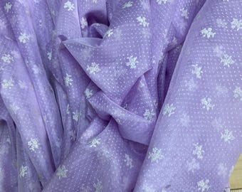 Vintage Lavender Dotted Swiss Fabric - 5 Yards Sheer Polyester