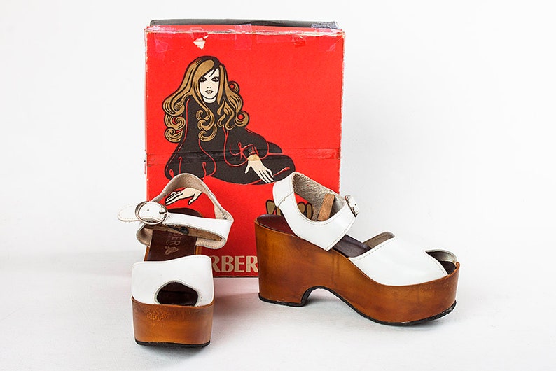 white platform clogs