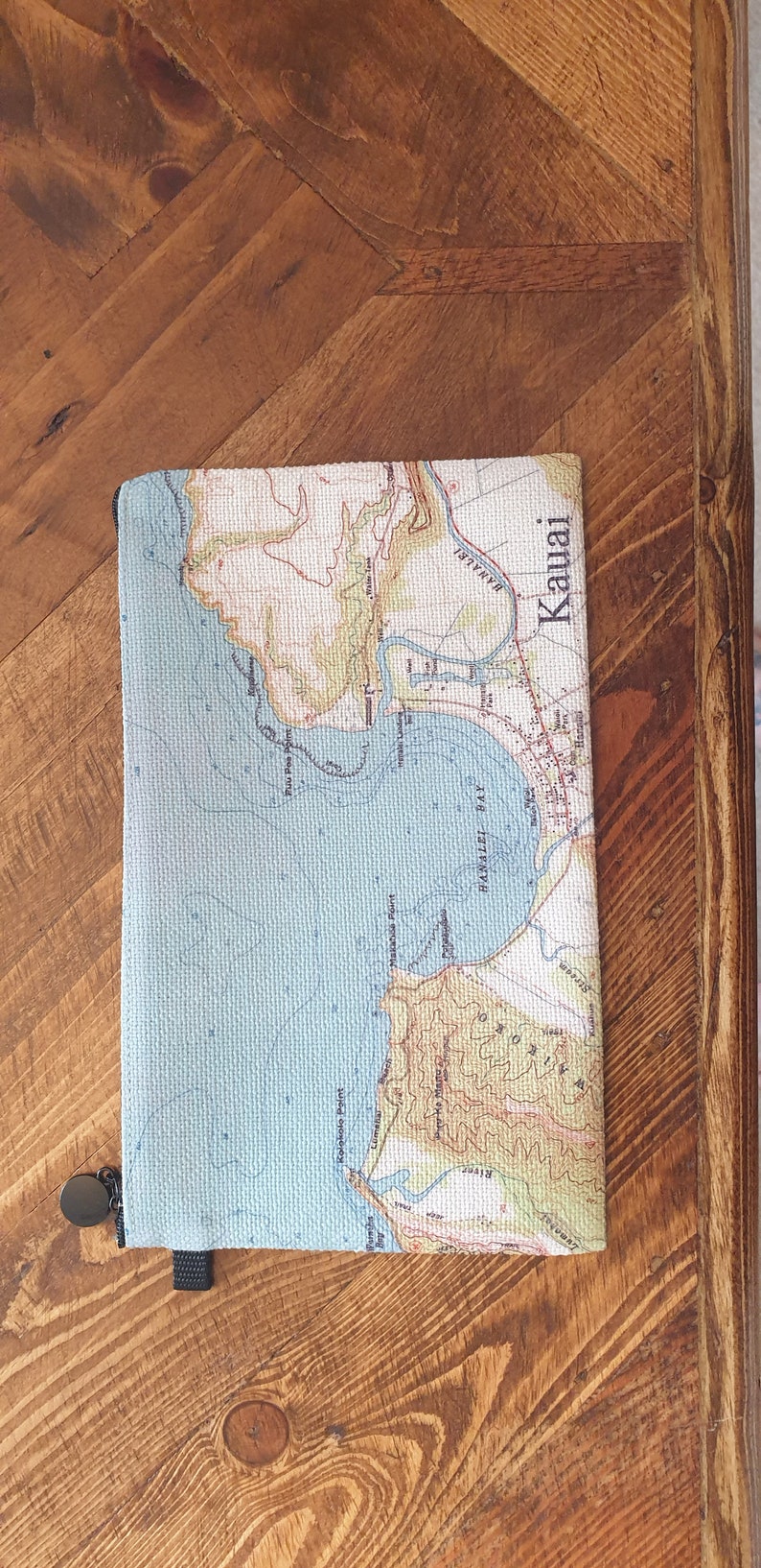 Hand Printed Wedding Milestone Gift. 4th Wedding Anniversary Gift Custom Map Coin Purse World Map Gift