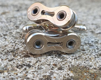 Upcycled Bike Chain Cufflinks. Recycled Groom Gift, Wedding Present, Christmas Gift for Him.