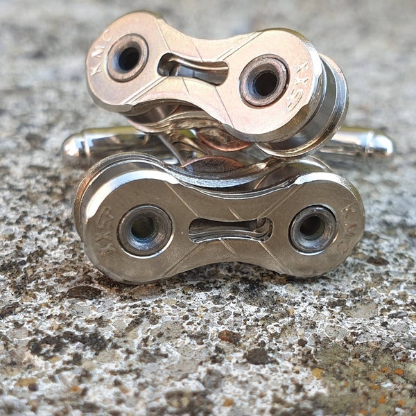 Upcycled Bike Chain Cufflinks. Recycled Groom Gift, Wedding Present, Christmas Gift for Him.