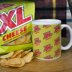 Cheese XL Crisps Ceramic Mug, Cumbria Food Gift, Dumfries and Galloway Gift, Gift for Foodies, Lake District Gift.