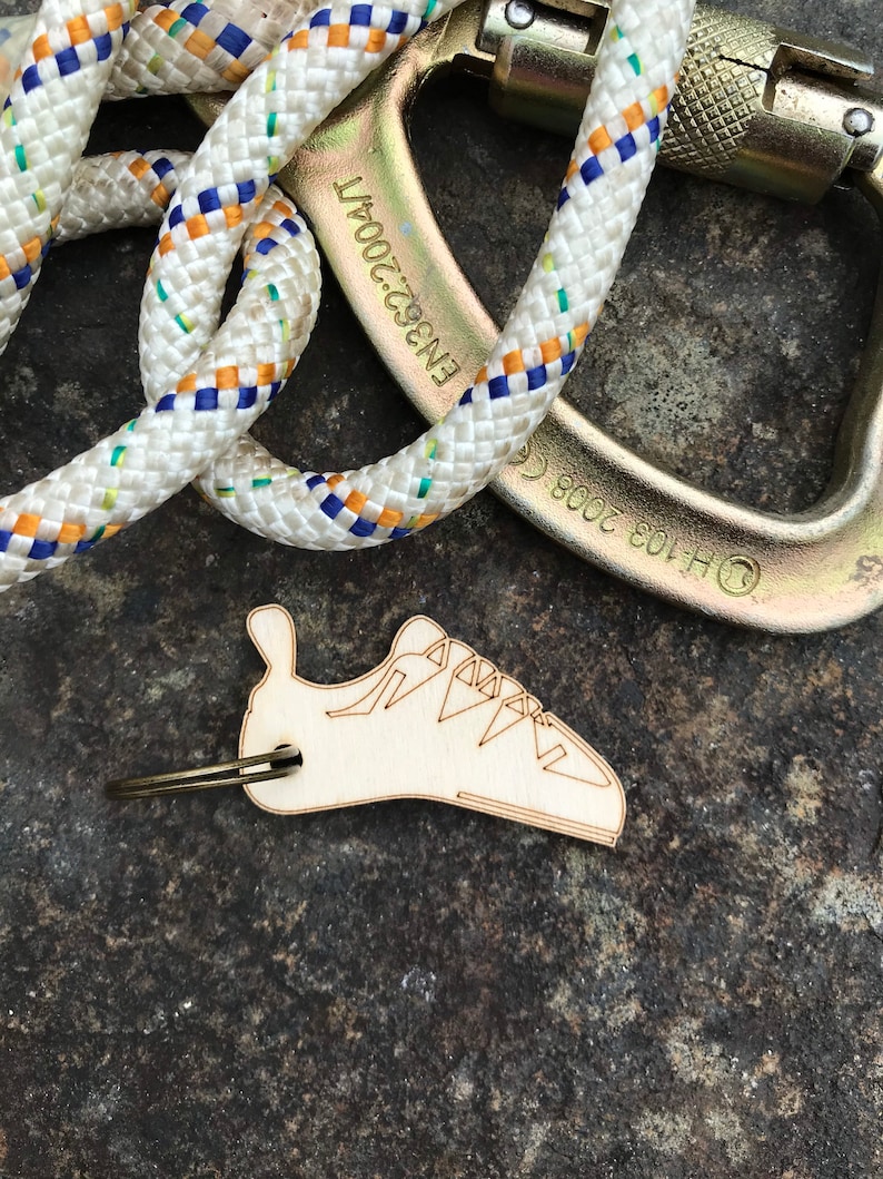 Wooden Climbing Carabiner Keyring Climbing Shoe Keychain Etsy Canada