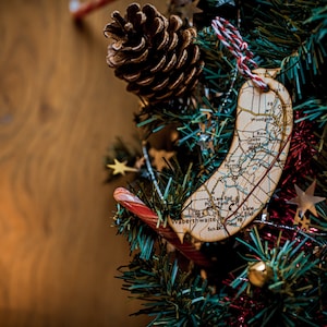 Cumberland Sausage Map Tree Decoration, Lake District Gift, Food Lover Gift, Novelty Tree Decoration, Cumbrian Christmas Food Bauble.
