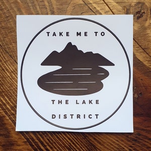 Lake District Vinyl Sticker: Monochrome Campervan Bumper Sticker
