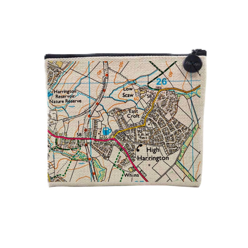 Hand Printed Wedding Milestone Gift. 4th Wedding Anniversary Gift Custom Map Coin Purse World Map Gift
