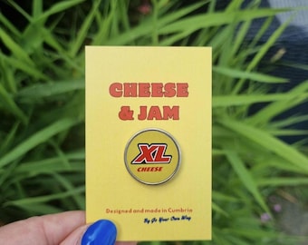 Cheese XL Crisps Pin Badge: Cumbrian Foods Novelty Pin