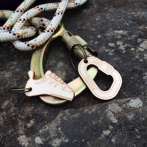 Birch Wood Climbing Shoe Keychain: Sustainable Rock Climbing Gift