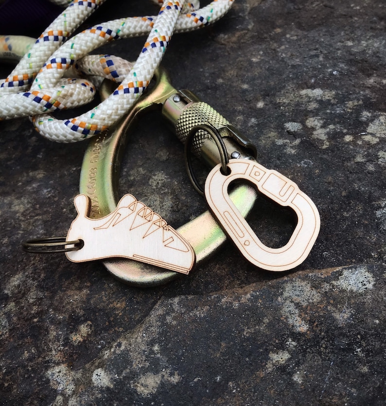 Wooden Climbing Carabiner Keyring Climbing Shoe Keychain Etsy Canada