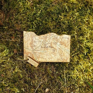 Lake Distrikt Landkarte Schlüsselanhänger, Scafell Pike Karte  Hölzerne Karte Schlüsselanhänger.