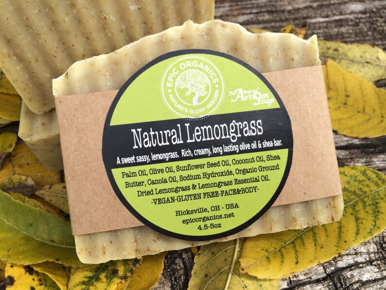 NATURAL Lemongrasssoapvegangluten Freelemongrass Essential Etsy