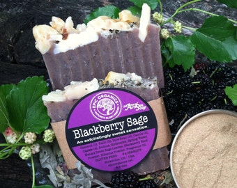 BLACKBERRY SAGE -Exfoliating Soap-Vegan-Gluten Free-Body Bar-Fruity