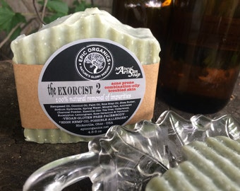 The EXORCIST 2-SOAP-Acne Prevention-Face-Body-Vegan-Charcoal-Salt-Hempseed for troubled skin-