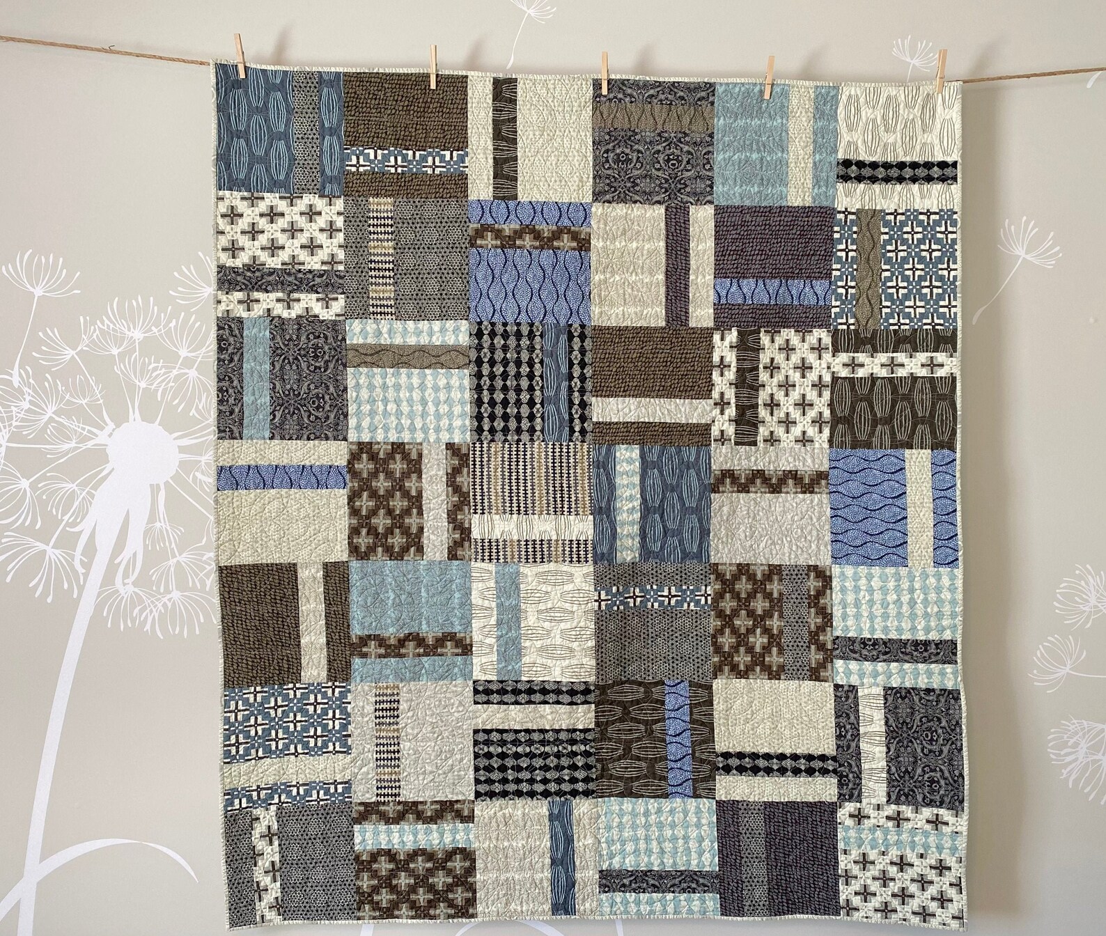 Masculine lap/throw quilt in Parson Gray prints Etsy