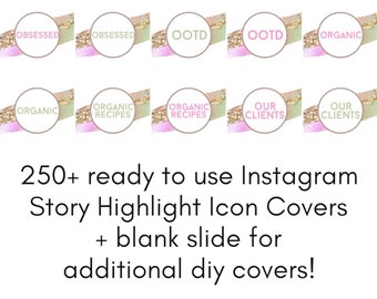 Glam Pink & Green Sparkle • Pink Font • 250+ Ready to Use Instagram Highlight Icon Covers | • DIY • Instagram Stories • Highlight Covers •