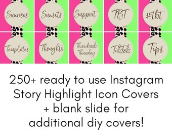 Neon Pink/Green/Animal Print • 250+ Ready to Use Instagram Highlight Icon Covers | • DIY • Instagram Stories • Highlight Covers •