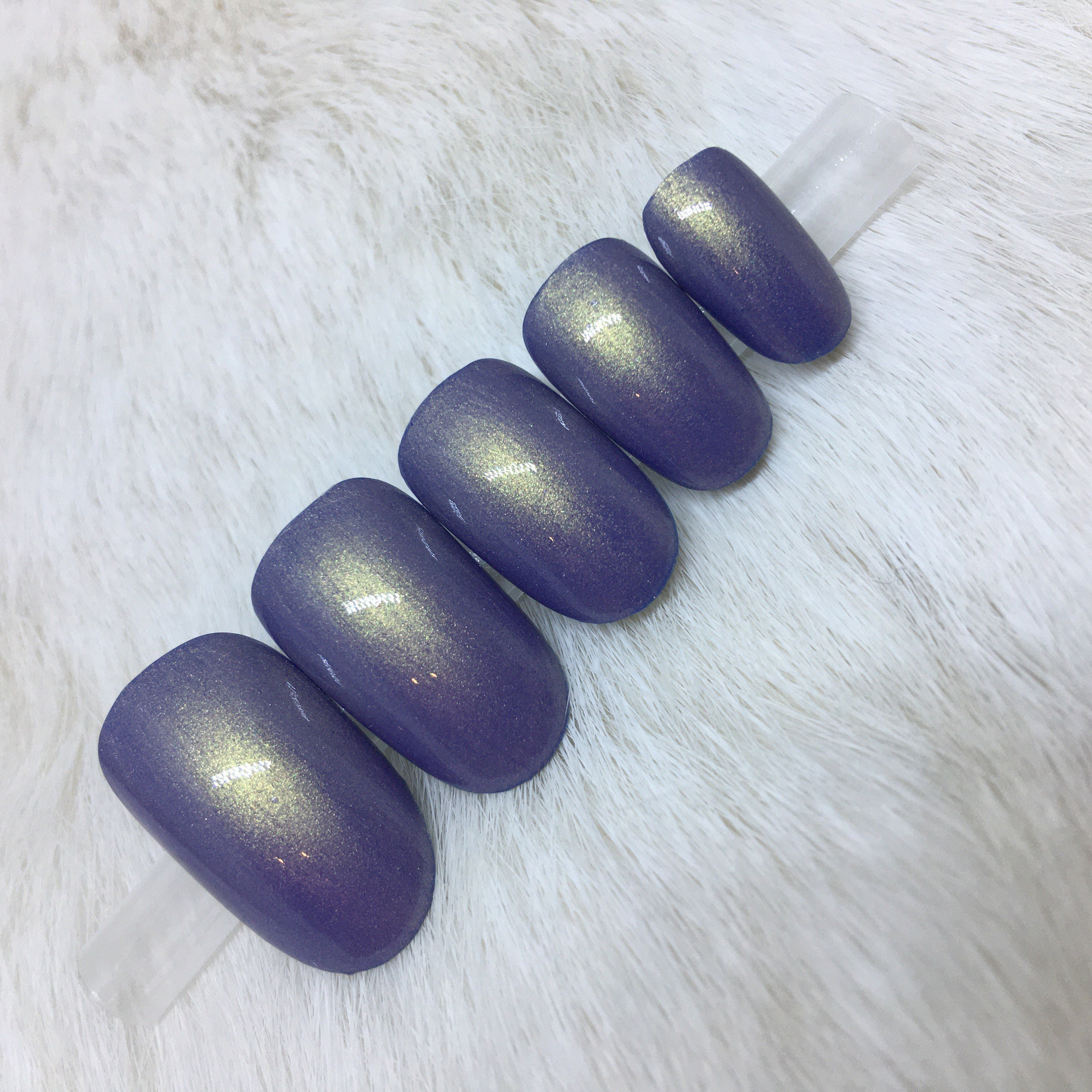 Set of 20 Handpainted Holo Denim Blue Shimmer Nails CHOOSE | Etsy