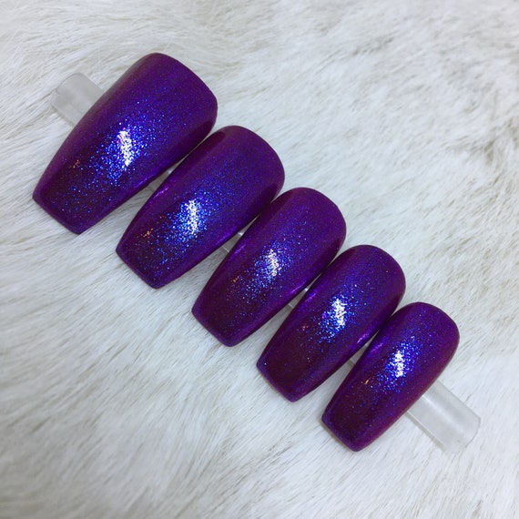 Set of 20 Handpainted Light Shifting Purple Sparkle Glossy - Etsy