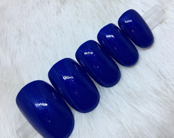 Set mit 20 Handbemalten Royal Blau Sparkle Nägeln | • WÄHLEN SIE IHRE FORM • Drücken Sie auf Nägel • Fake Nägel • Falsche Nägel