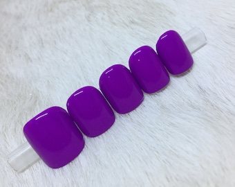 Set of 20 Handpainted Purple Pop Glossy Nails | • CHOOSE YOUR SHAPE • press on nails • fake nails • false nails