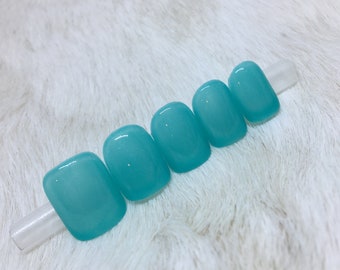 Set von 20 Handbemalten St. Barth's Blue Sparkle Jelly Nägel | • WÄHLE DEINE FORM • Press on Nails • Fake Nails • False Nails