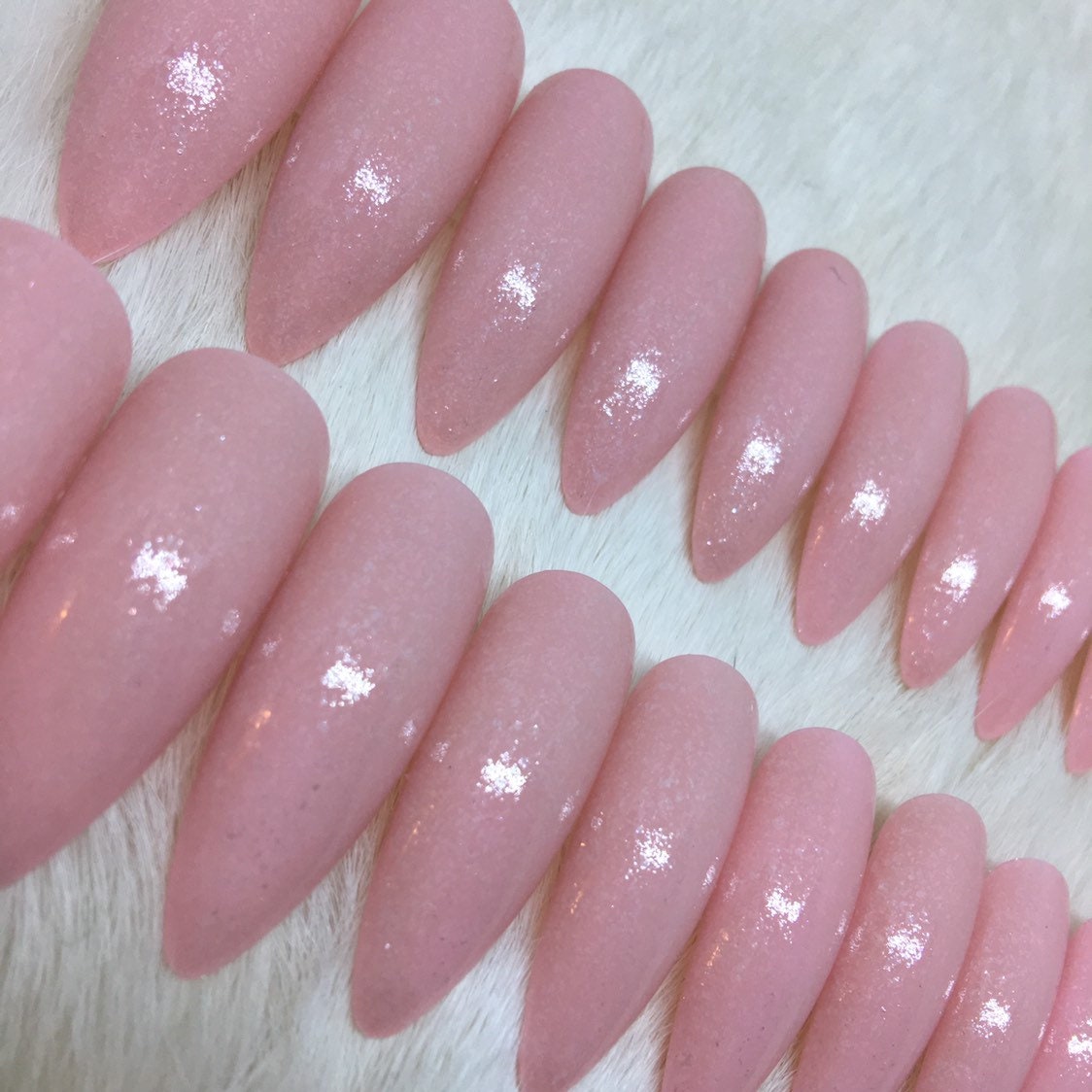 Set of 20 Handpainted Speckles of Snow Pink Nails CHOOSE | Etsy