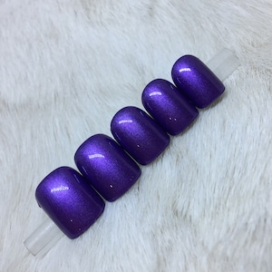 Zestaw 20 ręcznie malowanych, głęboko metalicznych, lawendowych paznokci | • WYBIERZ SWÓJ KSZTAŁT • paznokcie do naklejania • sztuczne paznokcie • sztuczne paznokcie