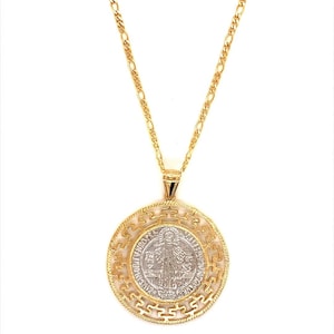 18k Saint Benedict Medal Necklace, Religious Gift, Cadena San Benito, Christian Jewelry, St. Benedict Jewelry, Catholic Necklace, Gift