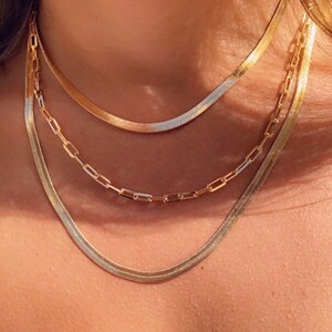 18K GF Herringbone Necklace,Herringbone Chain,Flat Herringbone Choker,Dainty Gold Snake Chain,Gold Herringbone,Delicate Necklace for Women