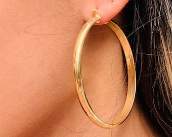 18k Gold Filled Chunky Hoops,large Lightweight Hoops,Waterproof Earrings,Gold Filled Hoops,Simple Hoops, Large hoops,Big hoops,Everyday Hoop