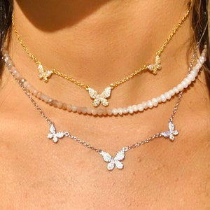 Dainty Butterfly Necklace,Butterfly Jewelry, Charm Necklace,Gold Butterflies, Silver Butterfly Pendant Necklace,Gift for her,Womens necklace