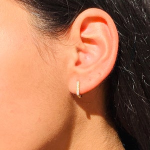 18K Dainty Small Huggies, Gold Filled CZ Hoop Earrings, Boho Multi Piercing Mini Huggie, Gift for Her, Minimalist Jewelry, Dainty Earrings