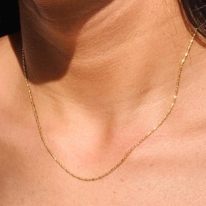 18K Dainty Gold Filled Necklace, Box Chain, Simple gold Necklace, Thin Delicate Chain, Layering Chain, Womens necklace, Charm Necklace