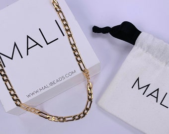 Catena Figaro In Oro 18 Carati, Collana In Oro Da Uomo Da 4 Mm