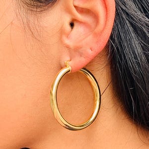 18K Everyday Wear Hoop Earrings,Large Simple Hoops,Dainty Gold Filled Hoop Earrings,Large Hoop Earrings,Bold Large Hoops,Gold Hoop Earrings