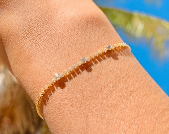 Tennis Bar Bracelet, Minimalist Bracelet, Adjustable bracelet, Womens Bracelet, Diamond Bracelet, For her, Dainty Bracelet, Gold Bracelet