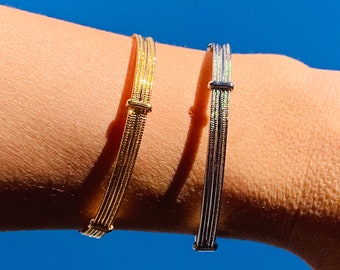 Bangle Real 18k Yellow Gold Filled Solid Ladies Medium Sz Cuff Bracelet 65mm - Foto 13