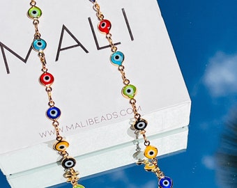 18KT Colorful Evil Eye Necklace,Gold Filled Evil Eye Necklace,Evil Eye Necklace,Evil Eye Jewelry,Protection Necklace,Lucky Charm Necklace