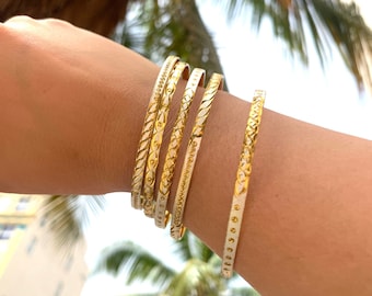 Womens Bangle Bracelet,Dainty Thin Gold Filled Bangles,Non Tarnish Bangles,Hammered Silver & Gold Bangles.Layering Gold Bangles,Indian Cuffs