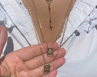 18K Gold Filled Scapulary Necklace,escapularios Devotional