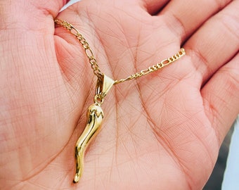 18k Gold Filled Italian Horn Necklace,italian Cornicello Gift for