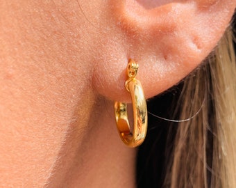 18K Dainty Gold Hoop Earrings, Small Gold Filled Hoop Earrings, Everyday Wear Hoops, Boho Hoops, Minimalist Earrings, Gift for Girlfriend